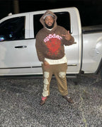 Brown Cotton Web Print Pullover - Men's