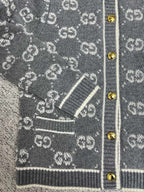 Black Jacquard Monogram Cardigan - Men's