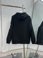 4-Bar Zip Black Hoodie - Men's