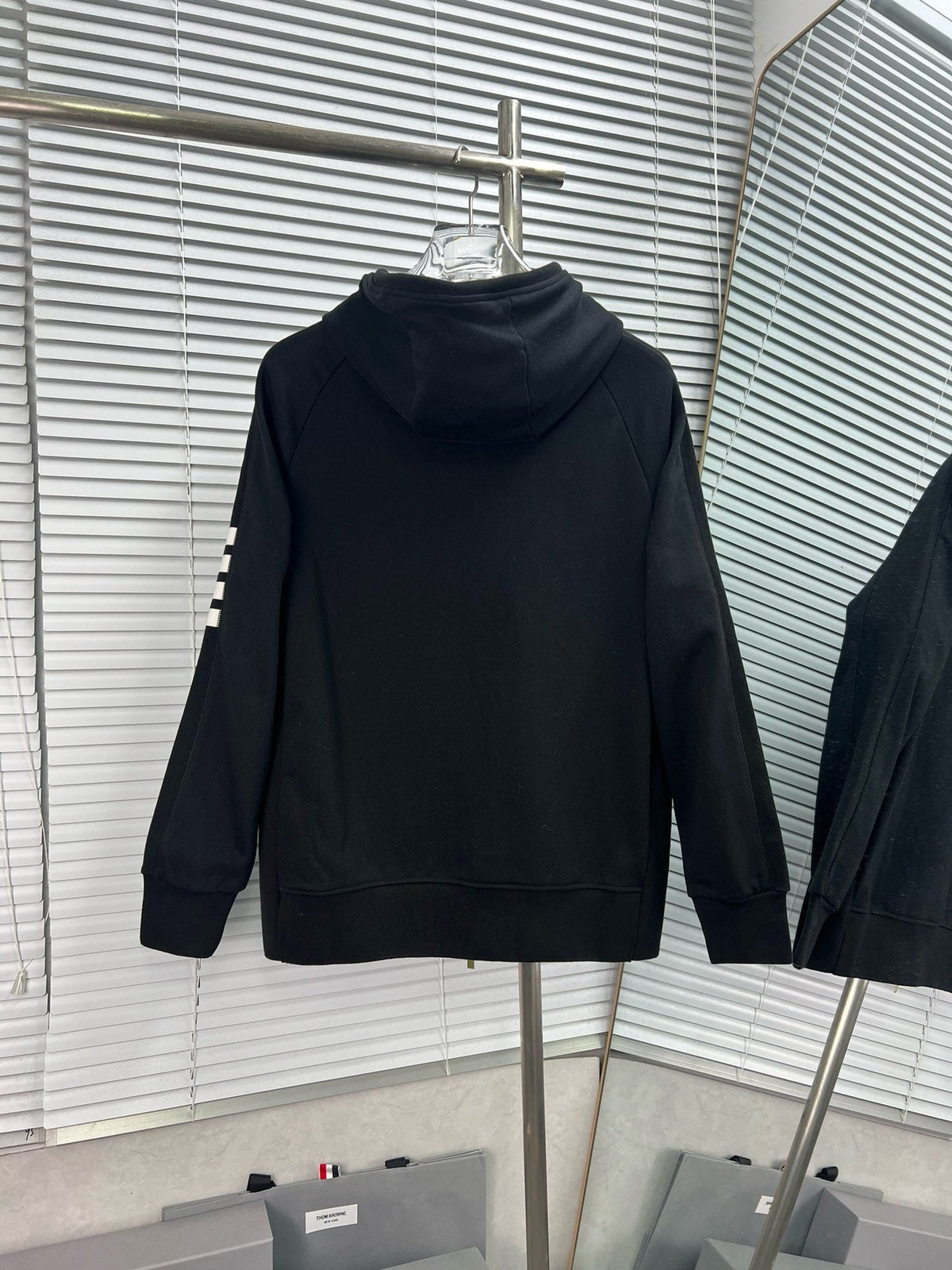 4-Bar Zip Black Hoodie - Men's