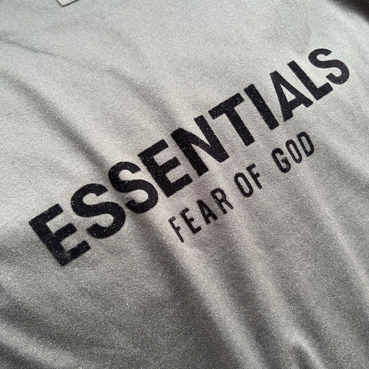 Grey Cotton Text Logo Short-Sleeve - Men's