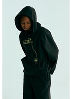 Black Cotton Slogan Pullover - Men's