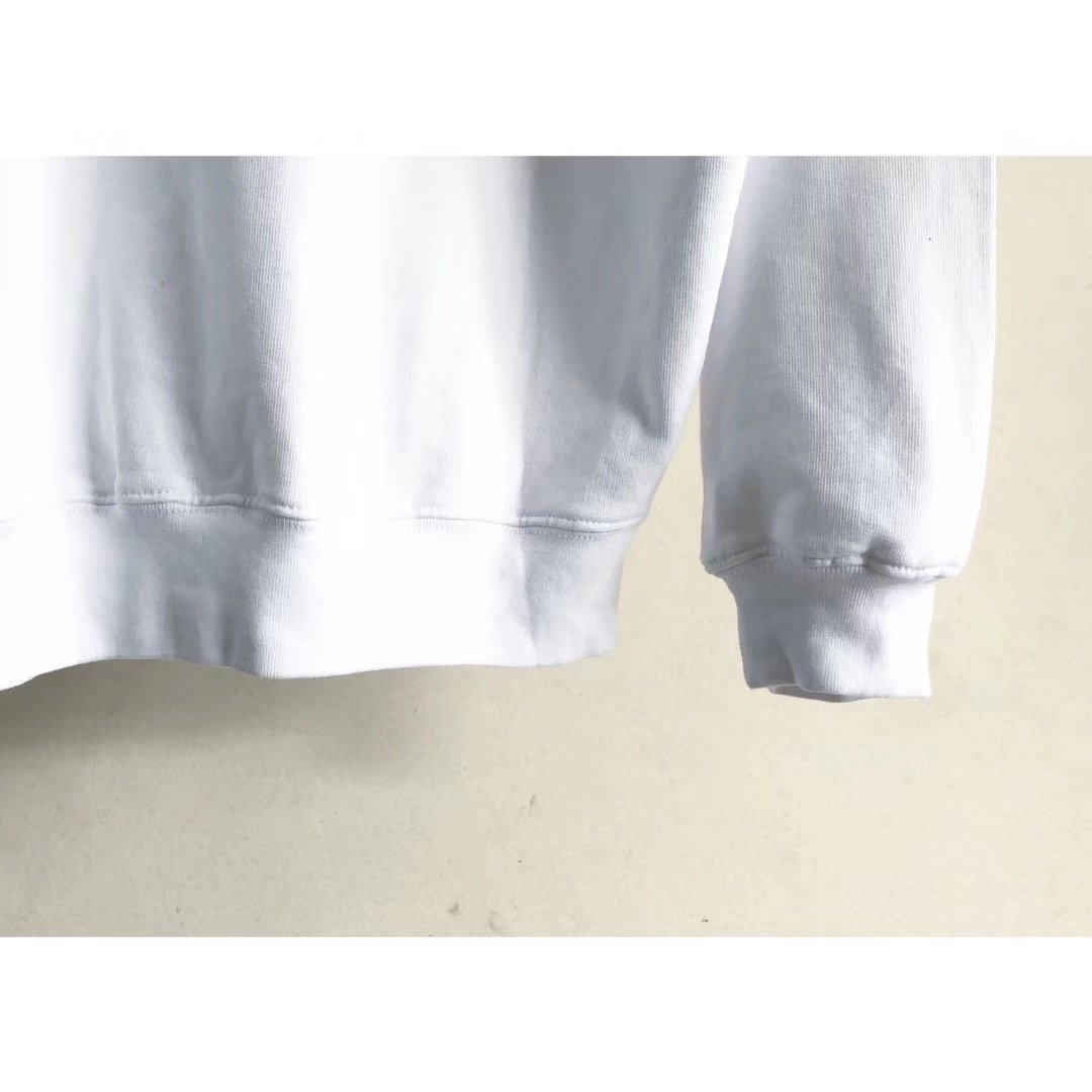 White Cotton Bold Text Pullover - Men's