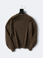 Cream Wool Text Logo Crewneck - Men's