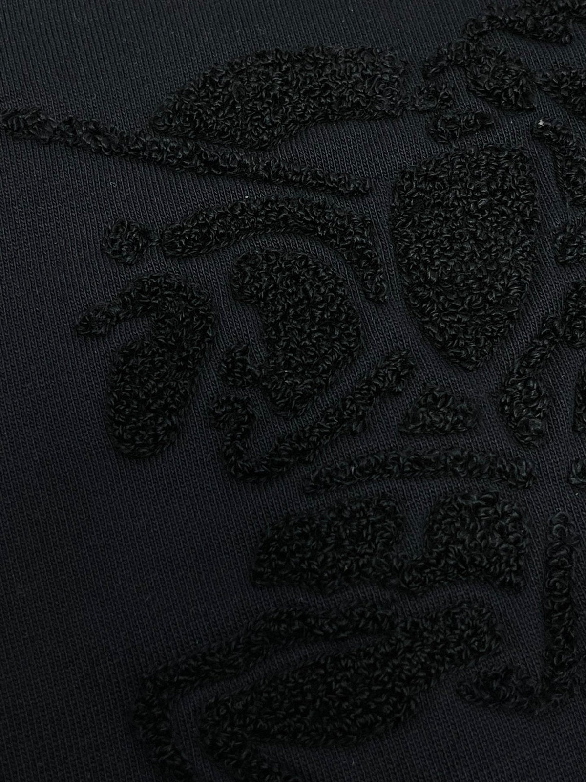 Black Cotton Tonal Emblem Crewneck - Men's
