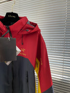 Red Nylon Colourblock Hooded - Men's