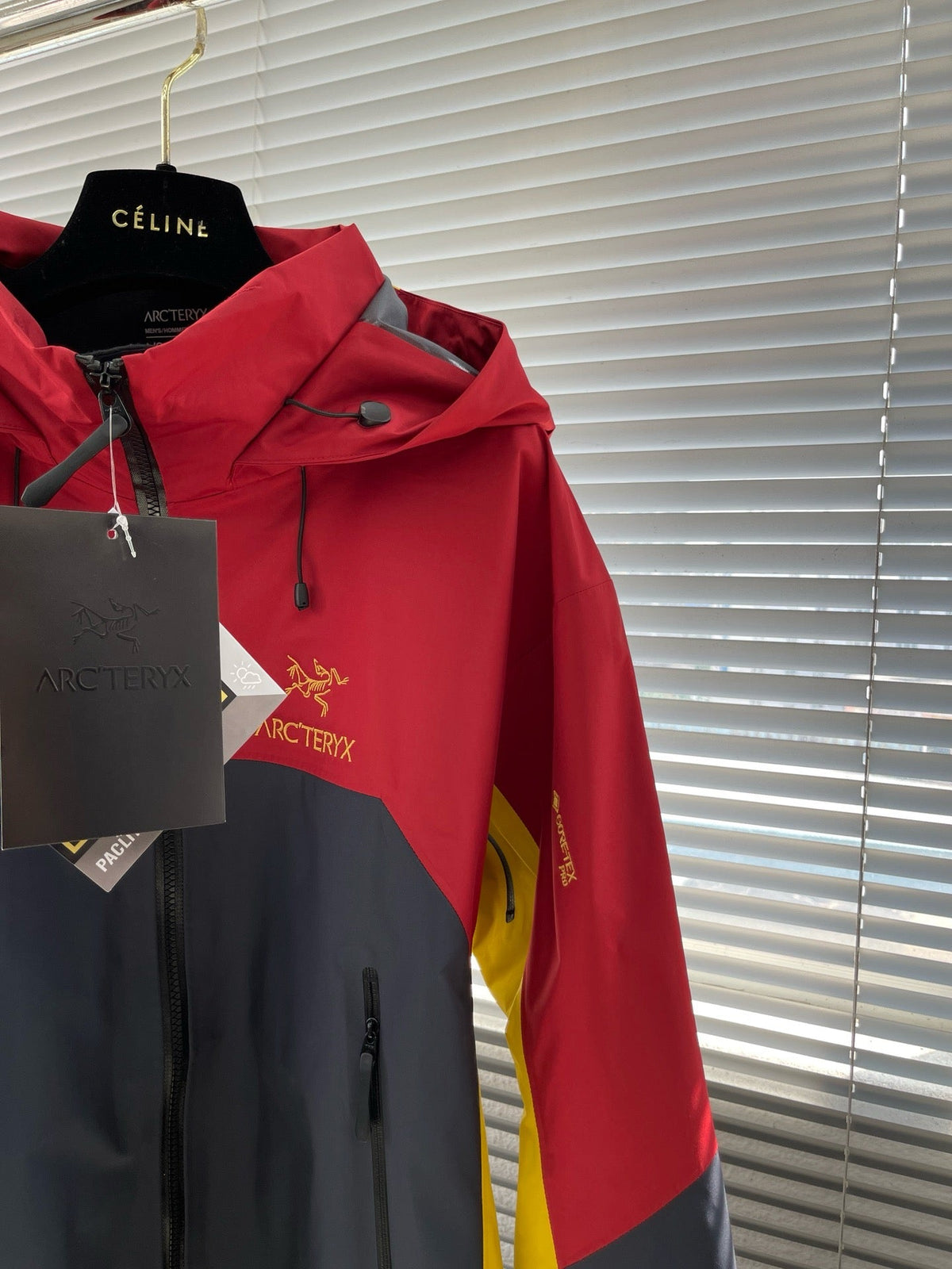 Red Nylon Colourblock Hooded - Men's