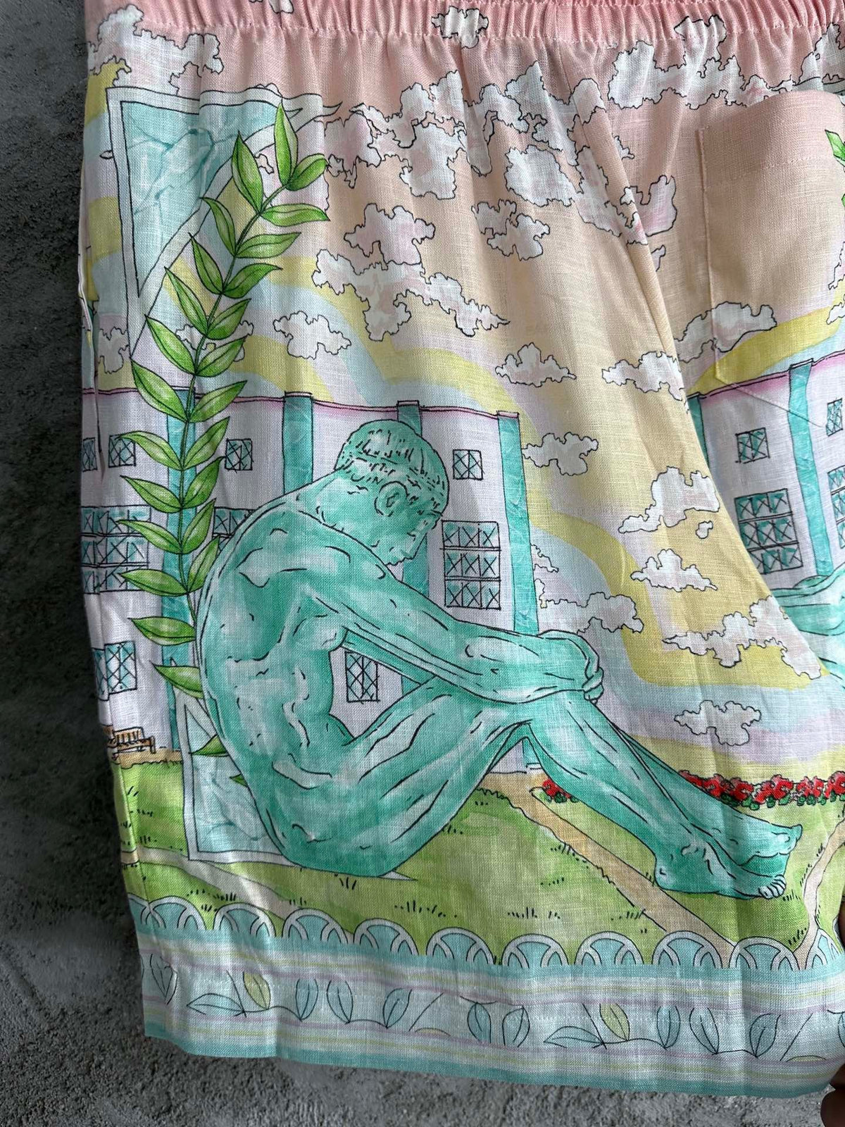 Scenic Print Silk Shorts - Men's