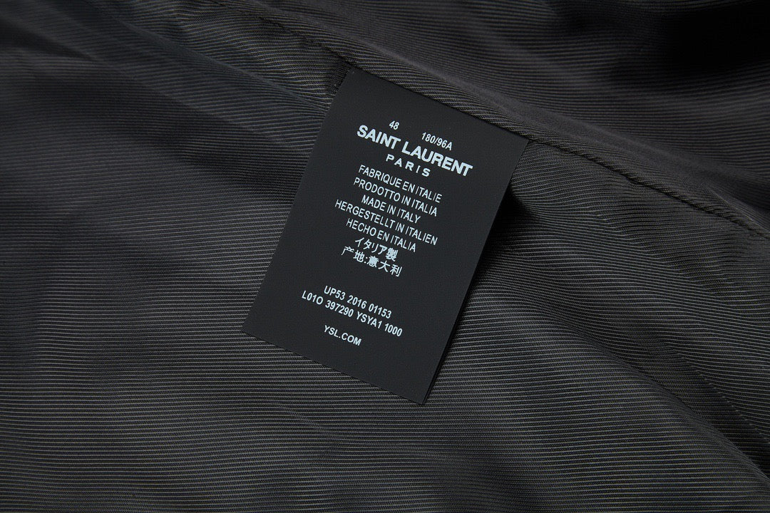 Black Wool Striped Trim Varsity - Men's