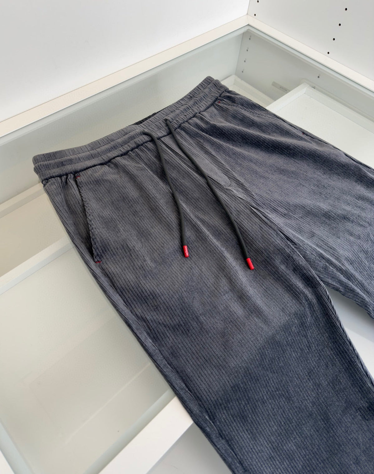 Navy Velour Drawstring Wide-Leg - Women's