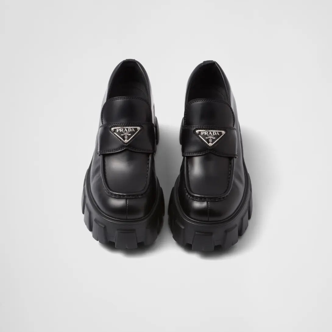 Brushed leather Monolith loafers – this shoe, which takes its name from the chunky rubber sole, is an expression – LUX VERSE Luxury Designer Fashion Outlet