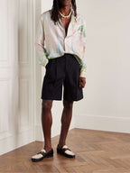 Muted Scenic Print Silk Shirt - Men's