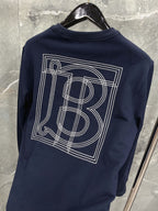 Black Cotton Tonal Crewneck - Men's