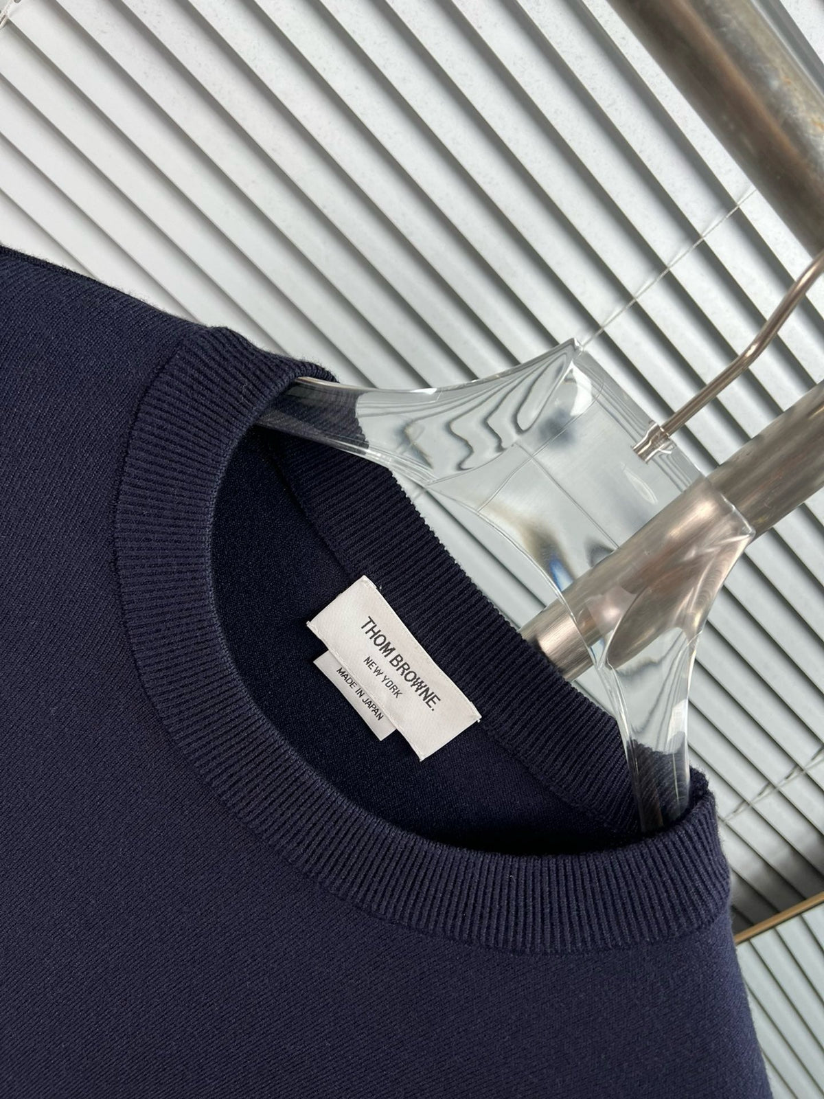 4-Bar Crewneck Cream Sweater - Men's
