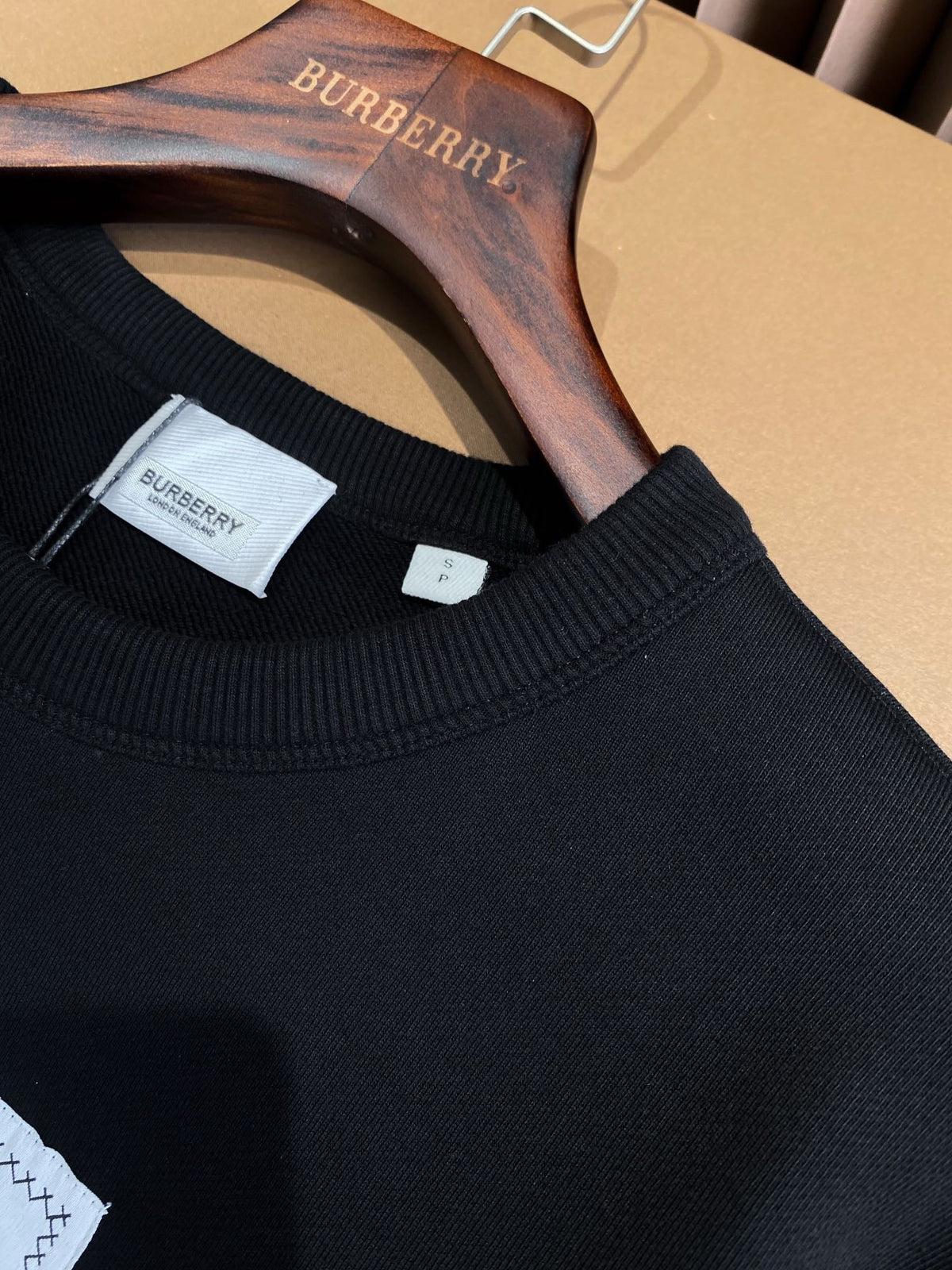 Black Cotton Plain Crewneck - Men's