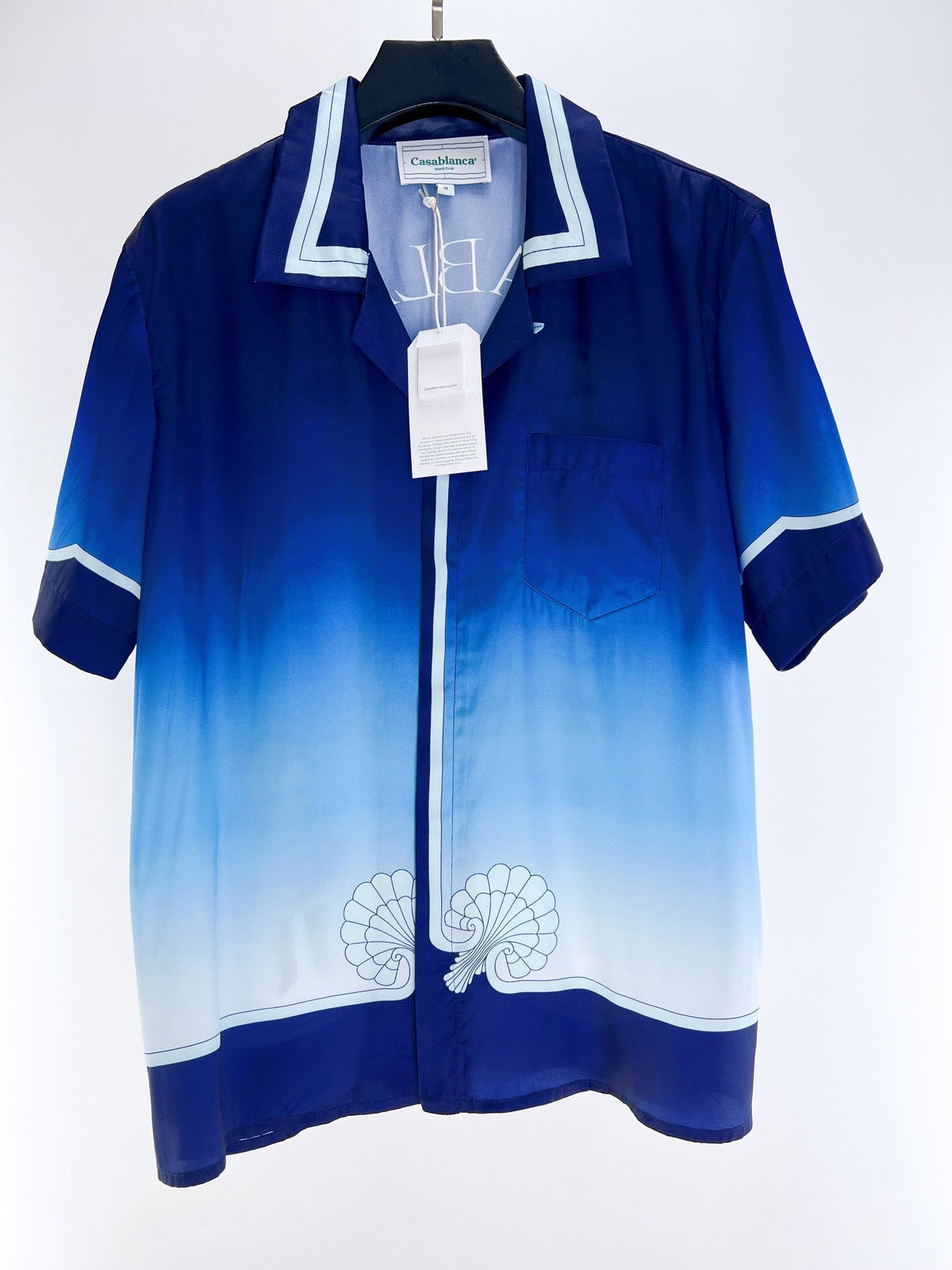 Blue Gradient Peacock Silk Shirt - Men's