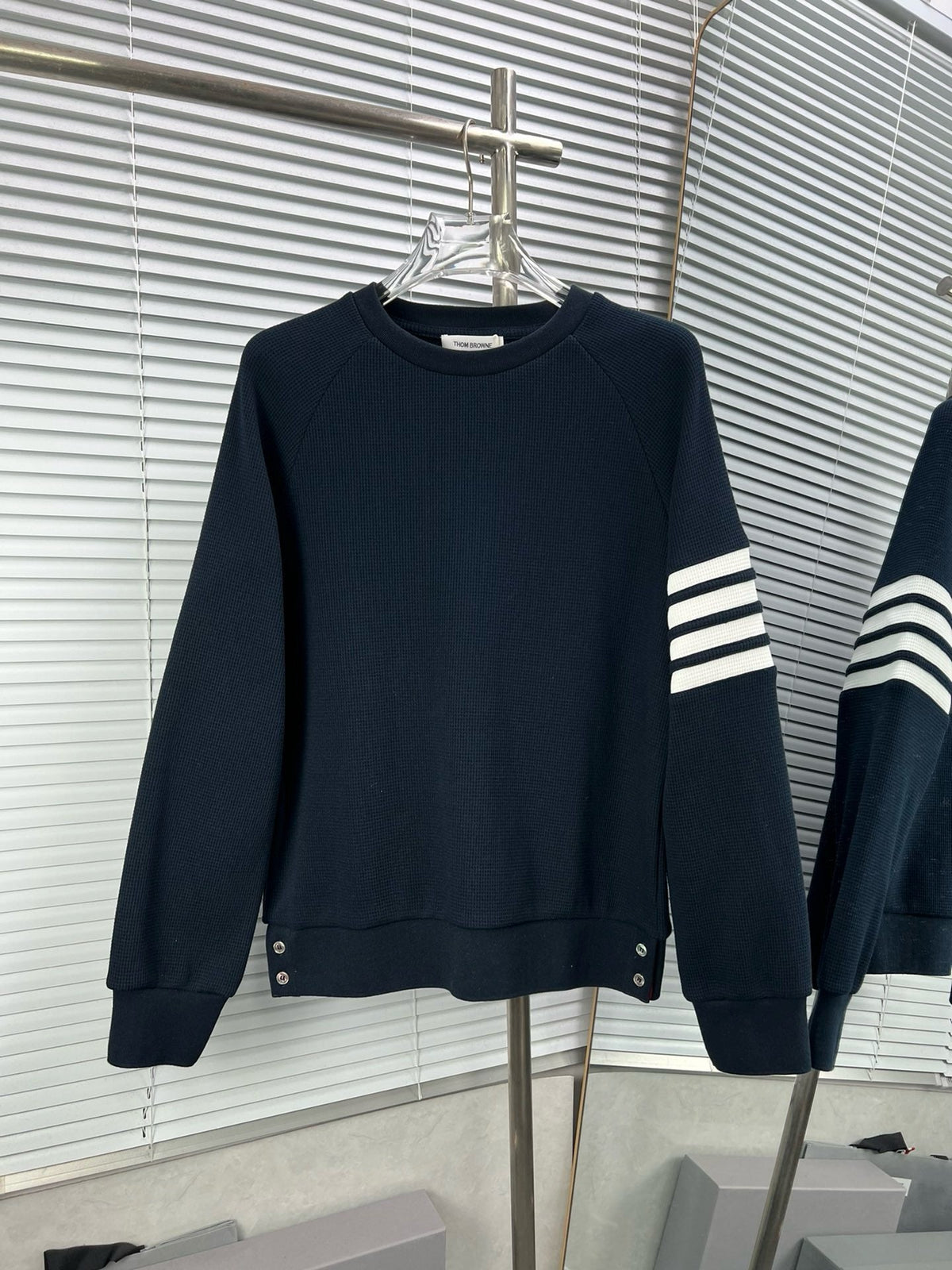 4-Bar Crewneck Grey Loopback - Men's