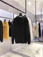 Black Cotton Logo Print Pullover - Men's