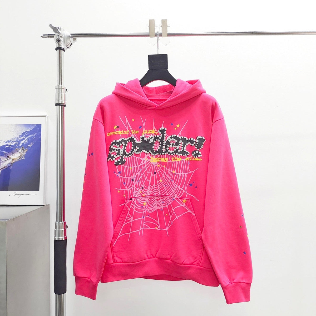 Pink Cotton Web Graphic Pullover - Men's