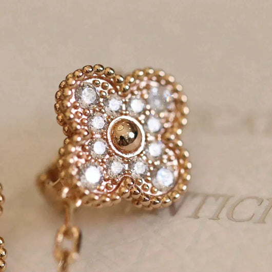 CLOVER MEDIUM 1 MOTIFS FUll DIAMOND EARRINGS