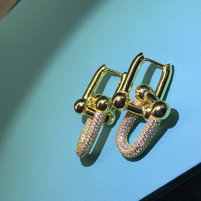 HARDWARE DROP EARRINGS DOUBLE LINK DIAMOND