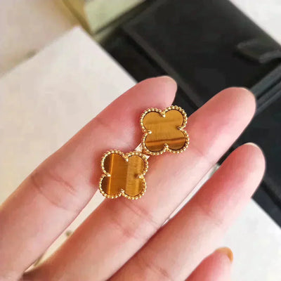 CLOVER MEDIUM 1 MOTIFS TIGER EYE EARRINGS