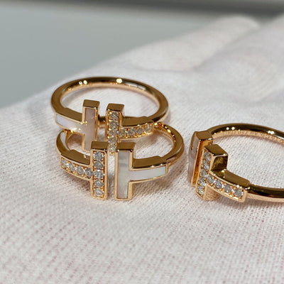 T WIRE MOP DIAMOND RING ROSE GOLD