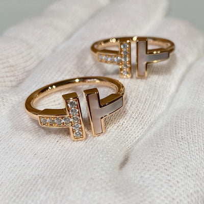 T WIRE MOP DIAMOND RING ROSE GOLD