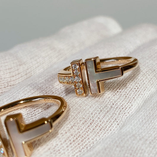 T WIRE MOP DIAMOND RING ROSE GOLD