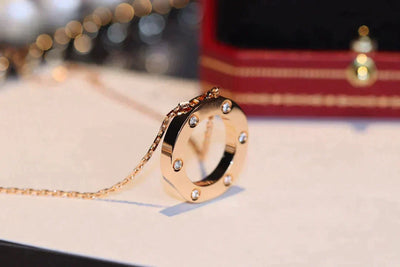 LOVE NECKLACE 16MM 6 DIAMONDS ROSE GOLD