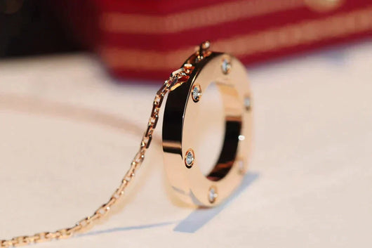LOVE NECKLACE 16MM 6 DIAMONDS ROSE GOLD