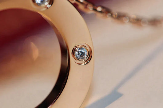 LOVE NECKLACE 16MM 6 DIAMONDS ROSE GOLD