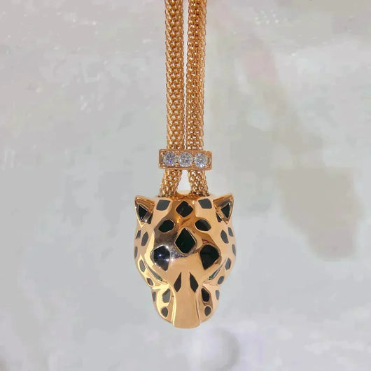 PANTHERE ROSE GOLD ONYX NECKLACE