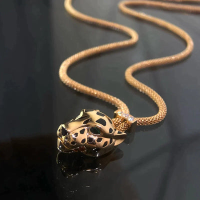 PANTHERE ROSE GOLD ONYX NECKLACE