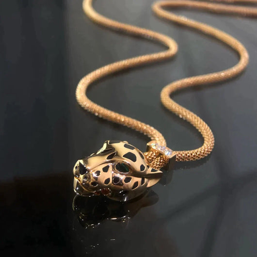 PANTHERE ROSE GOLD ONYX NECKLACE