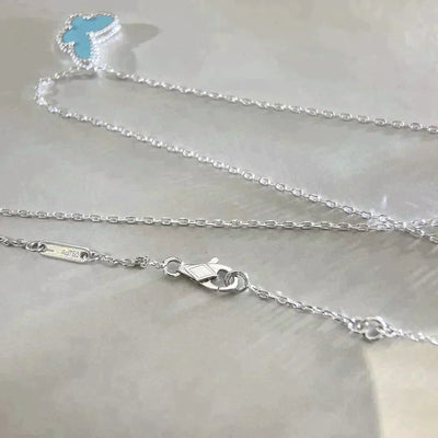 BUTTERFLY PEDANT SILVER TURQUOISE NECKLACE