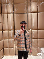 Check Overshirt Beige Shirt - Men's