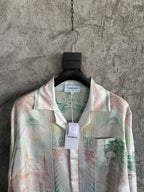 Muted Scenic Print Silk Shirt - Men's