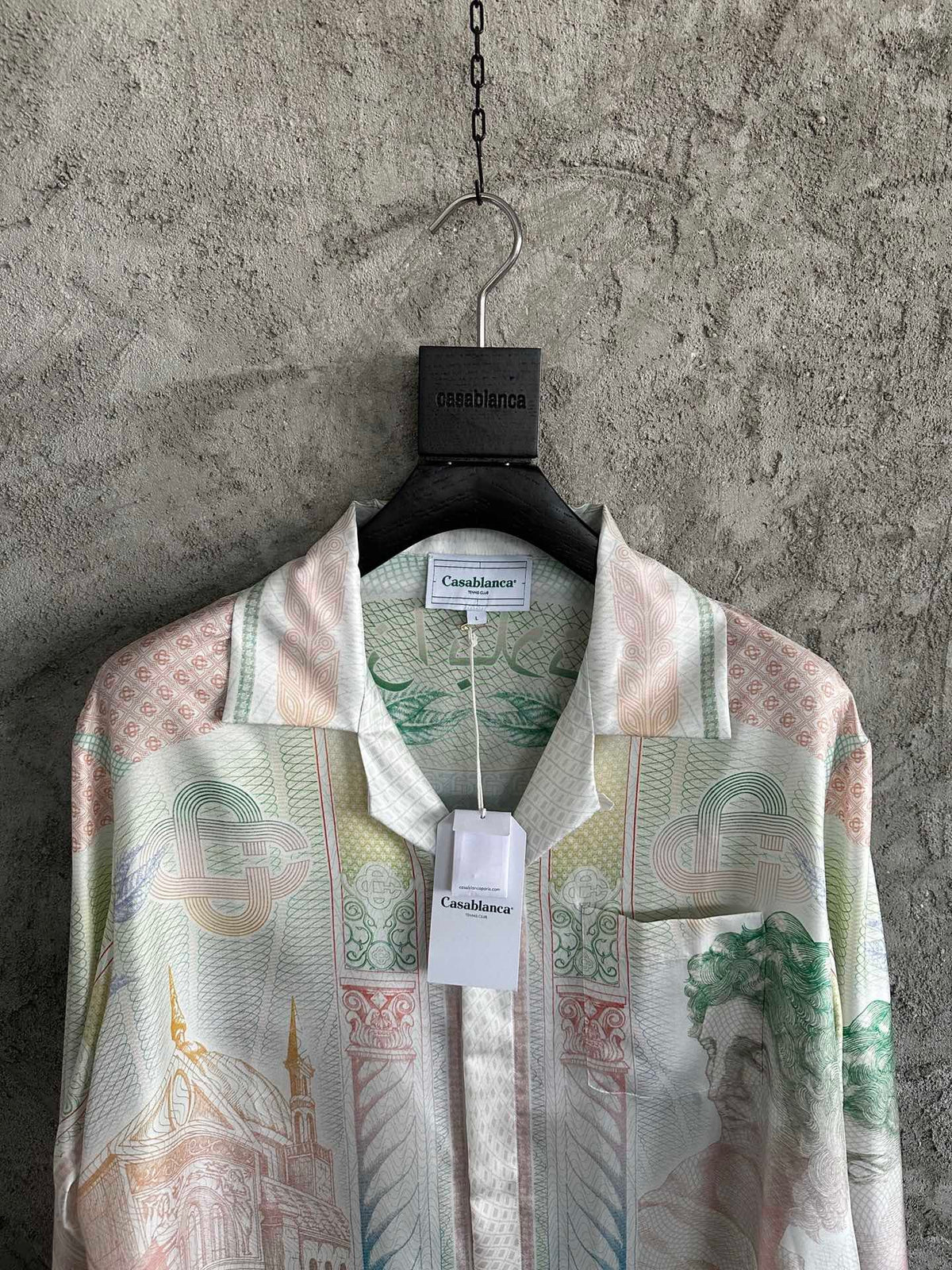 Muted Scenic Print Silk Shirt - Men's