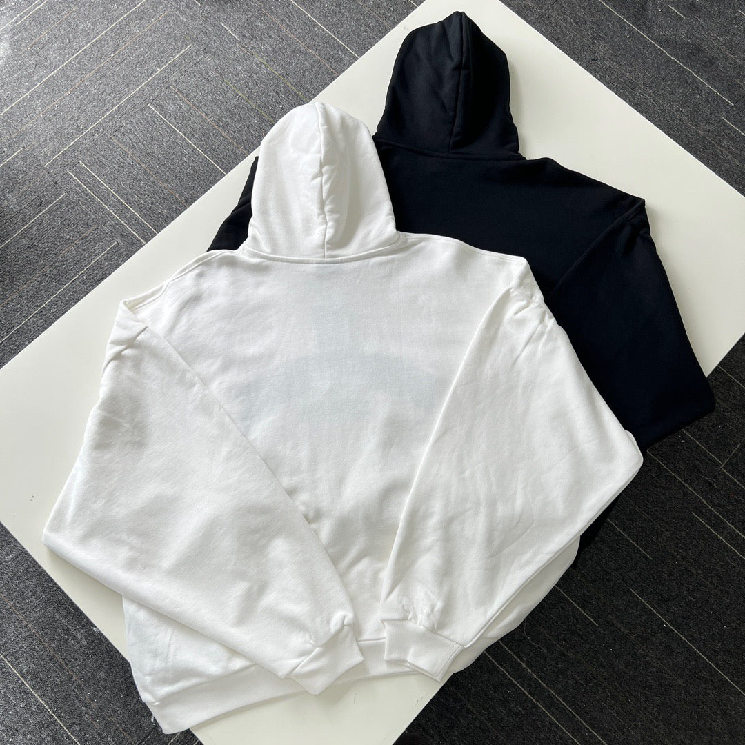 Black Cotton Varsity Text Pullover - Men's