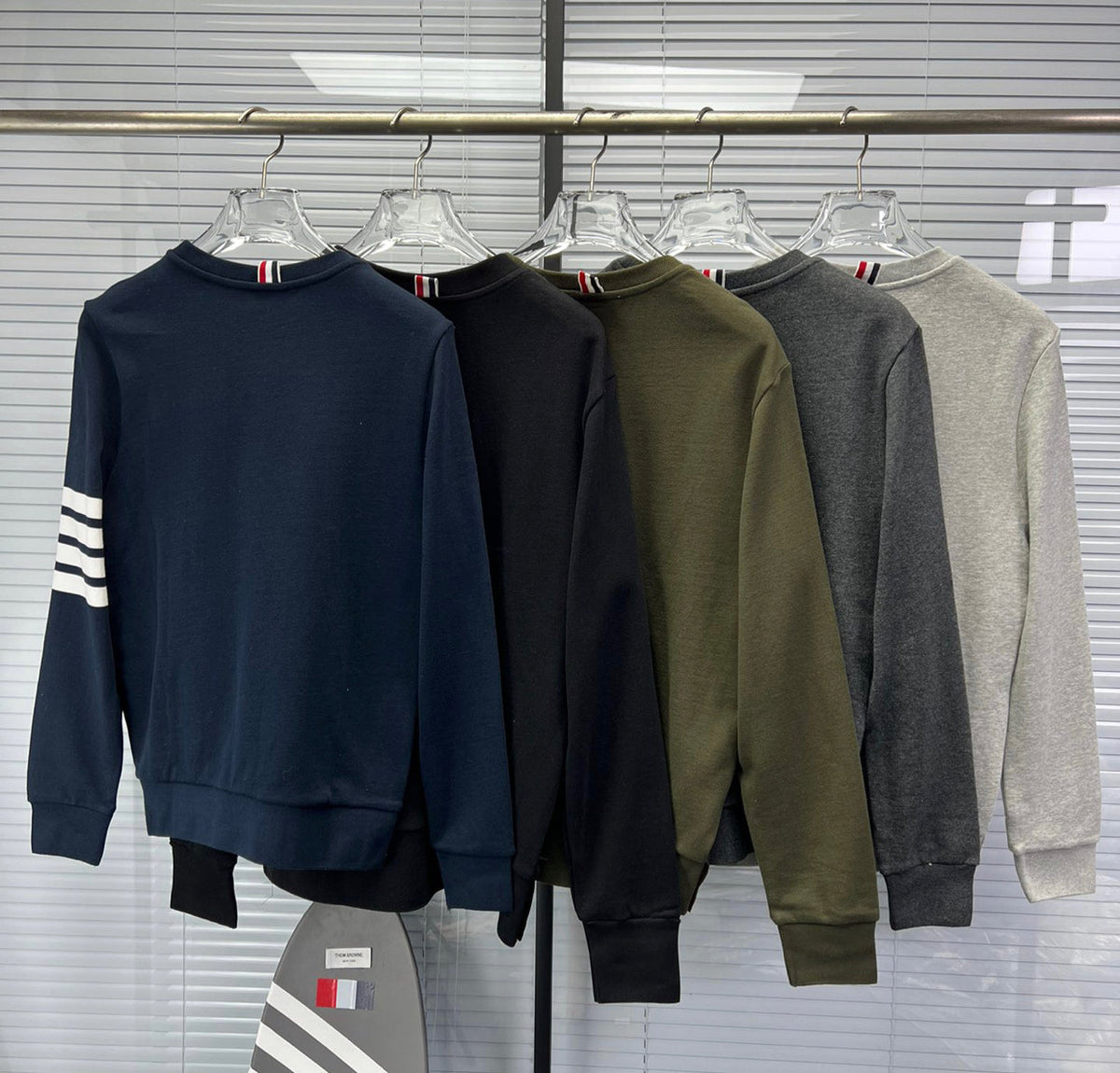 4-Bar Crewneck Navy Loopback - Men's