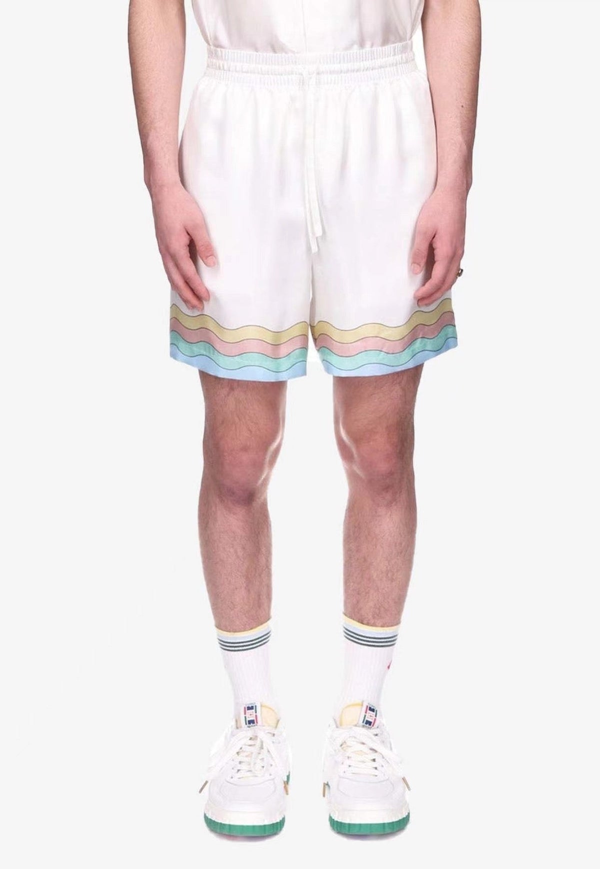 Turquoise Trim Silk Shorts - Men's