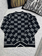 Black Jacquard Monogram Cardigan - Men's