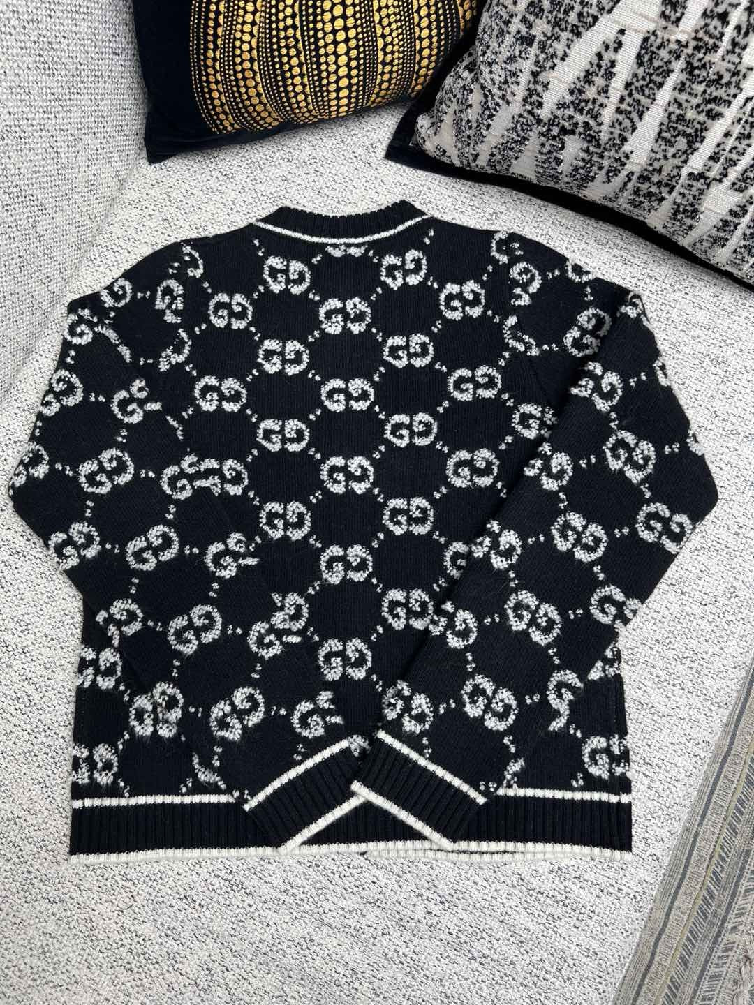 Black Jacquard Monogram Cardigan - Men's
