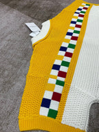 Yellow Checkerboard Knit Shirt - Men's