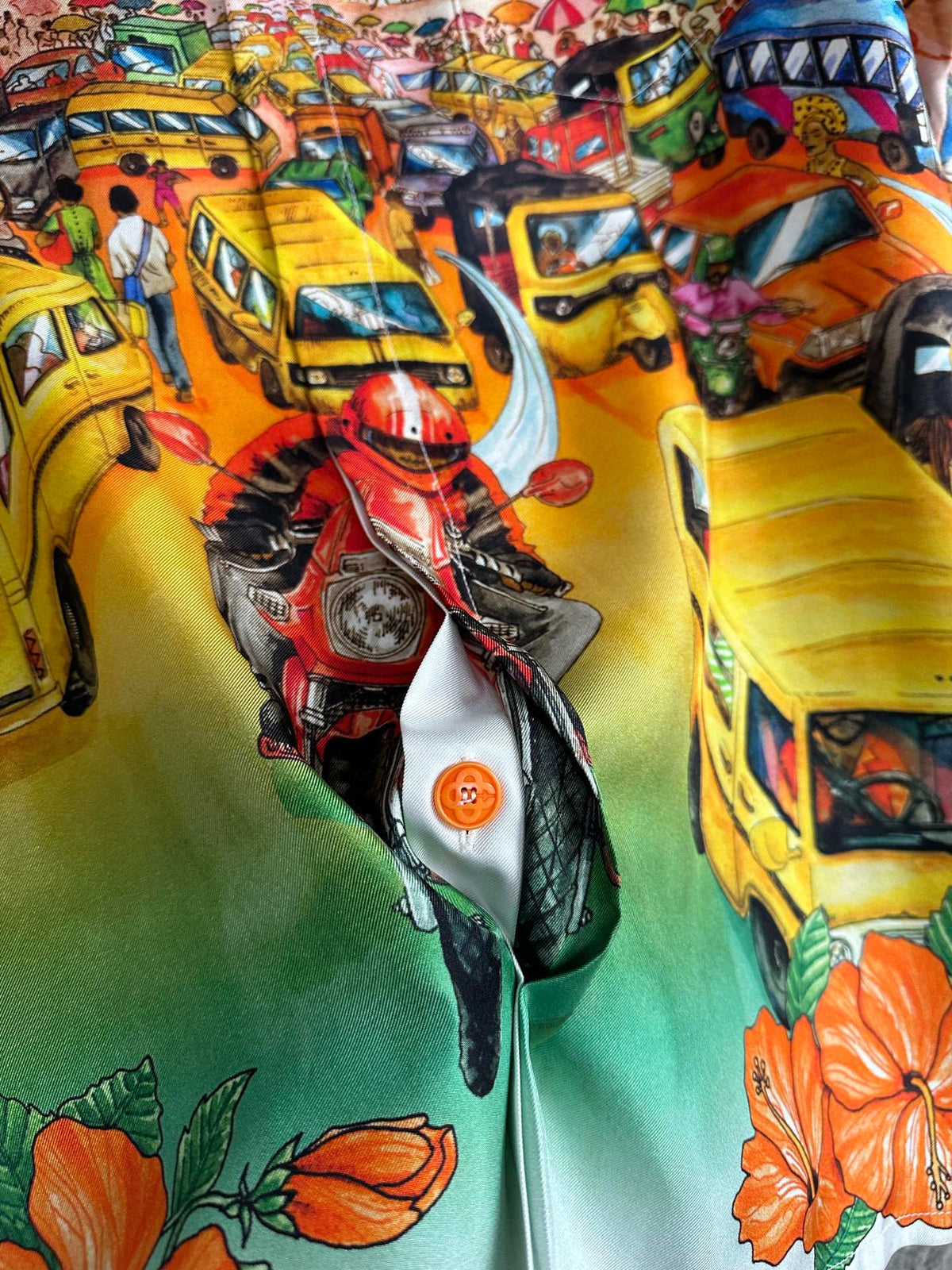 Tropical Scene Print Silk Shirt - Men's