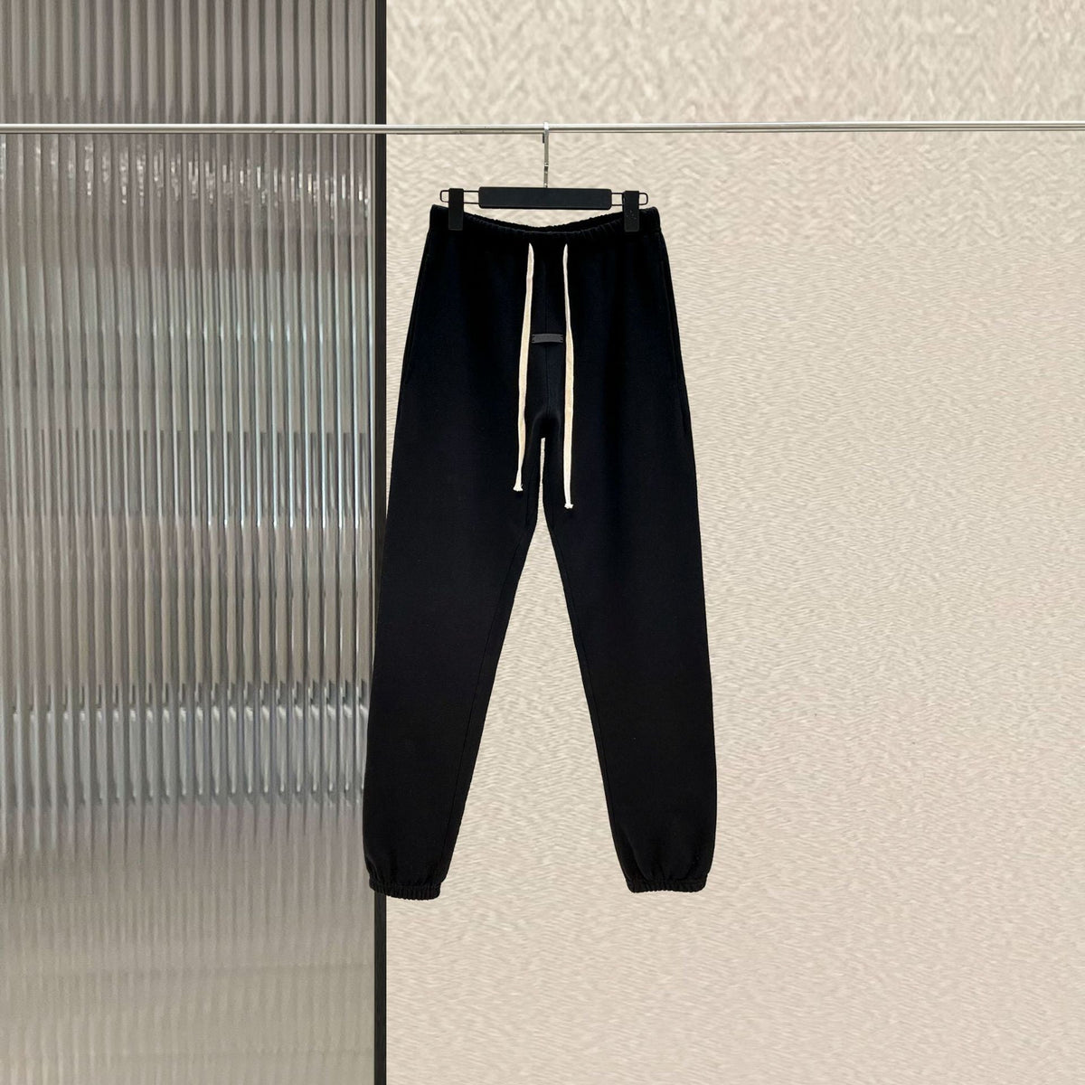 Black Cotton Drawstring Joggers - Men's