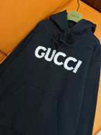 Black Cotton Bold Text Pullover - Men's