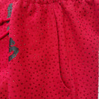 Red Cotton Arch Text Joggers - Men's