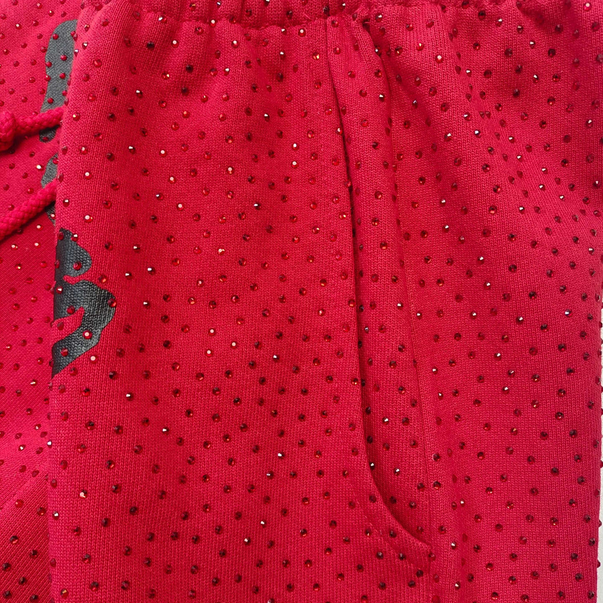Red Cotton Arch Text Joggers - Men's